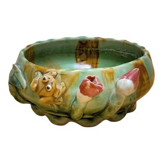 Vintage Asian Ceramic Frog Planter For Sale