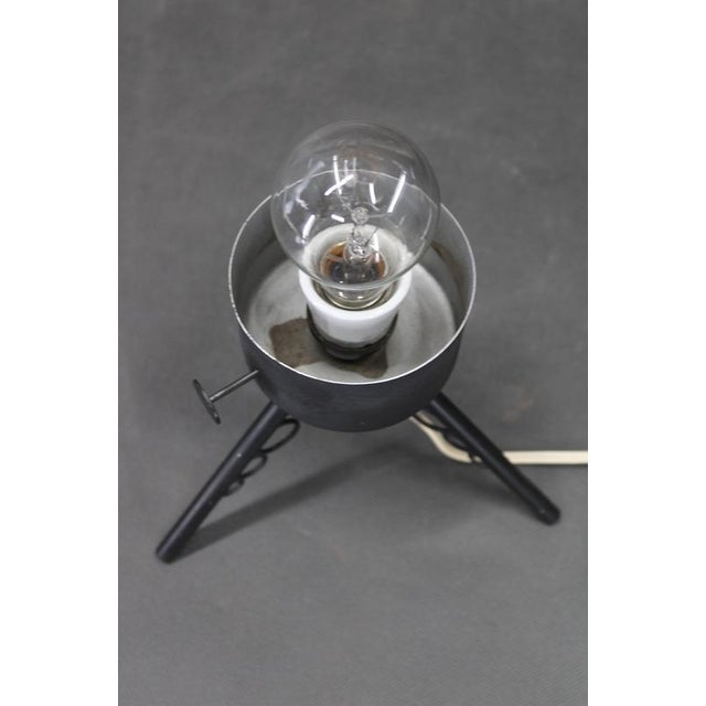 Mid-Century Modern Table Lamp with Sculptural Glass Shade and Metal Tripod, 1960s For Sale - Image 11 of 17