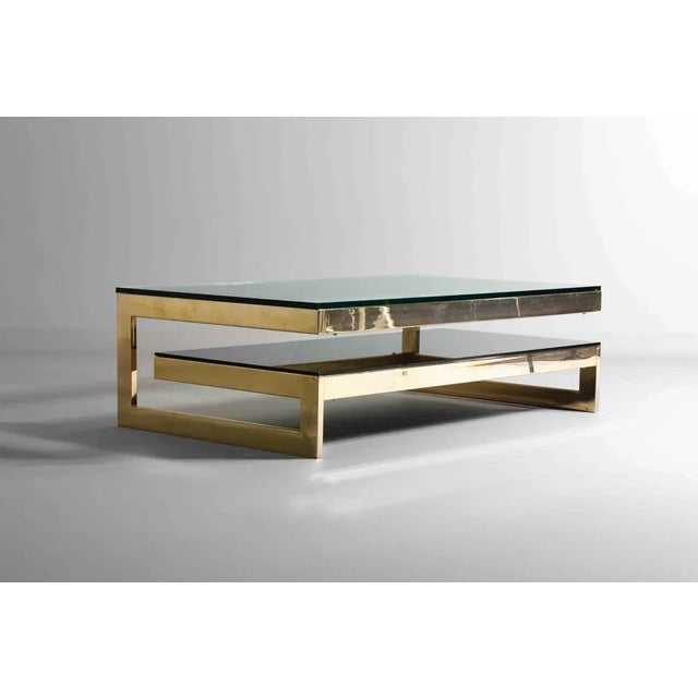 Gold Plated G-Shaped Coffee Table from Belgochrom, 1970s For Sale - Image 10 of 10
