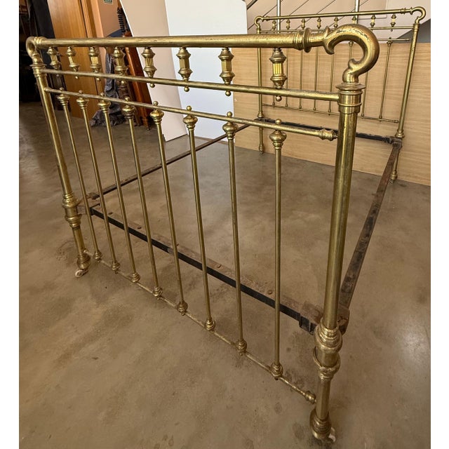 French Early 20th Antique French Brass & Bronze Bed , Queen Size For Sale - Image 3 of 18