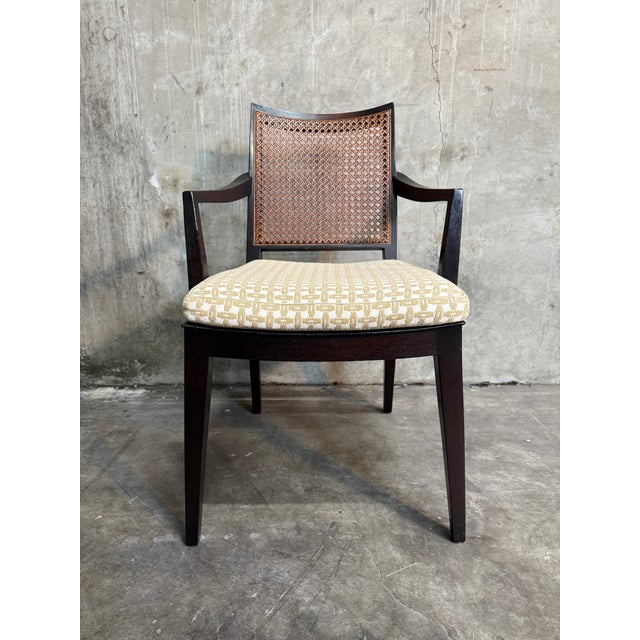 Dunbar Furniture 1950s Set of 10 Edward Wormley Walnut and Caned Dining Chairs for Dunbar For Sale - Image 4 of 18