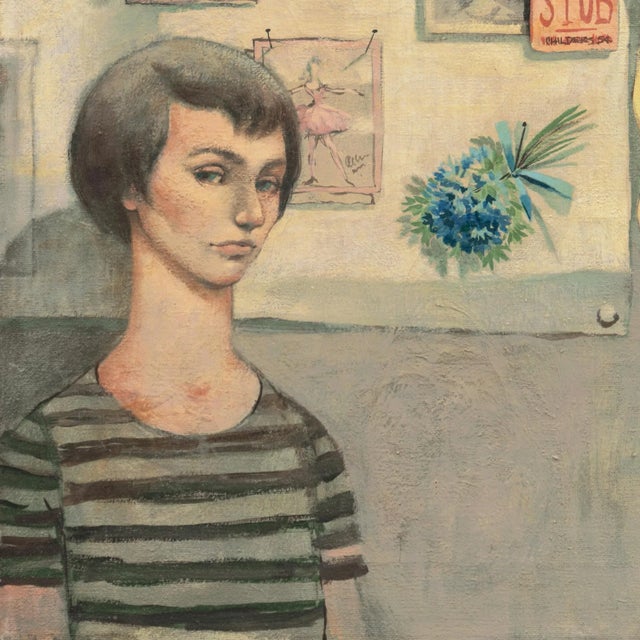 'Blue Eyed Girl' by Robert Childers, 1954, Pennsylvania Academy of Fine Art, Philadelphia Museum, Pennsylvania Artist, Trompe l'Oeil For Sale - Image 4 of 8