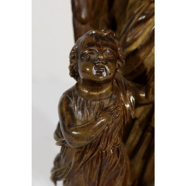 Metal Child Led by an Angel, 1900, Patinated Bronze Sculpture For Sale - Image 7 of 18