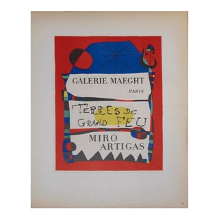 Joan Miro Terres De Grand Feu 12.5" X 9.25" Lithograph 1959 Surrealism Multicolor For Sale