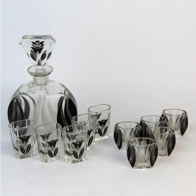 Art Deco Decanter Set with Glasses by Karl Palda, 1920s, Set of 11, in Very Good conditions. Designed 1920 to 1949 I have...