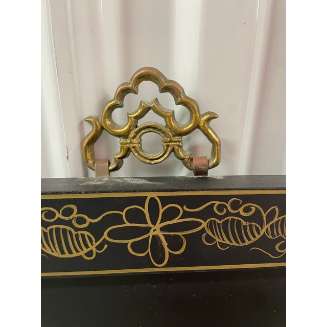 Black Pair of Chinese Jade & Semi-Precious Stone Inlaid Shadowbox Panels – Emperor & Empress For Sale - Image 8 of 9