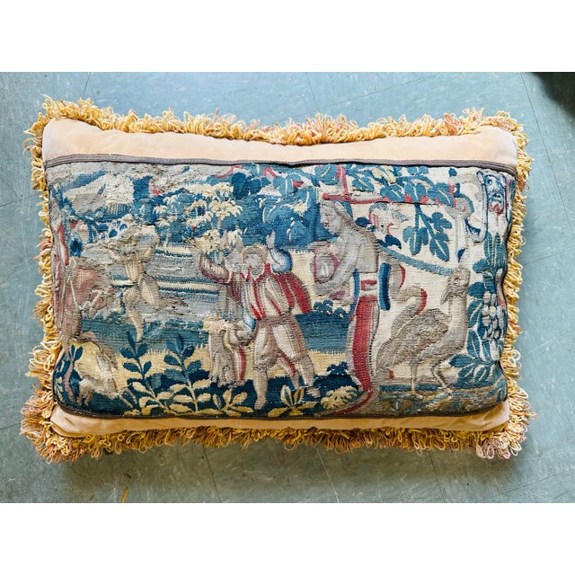Traditional Antique Tapestry Pillow For Sale - Image 3 of 8
