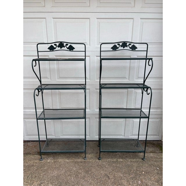 Mid to Late 20th Century Wrought Iron Metal Mesh Green Garden