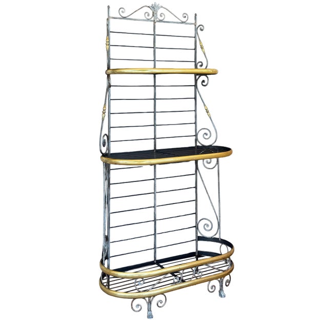 French Boulangerie Stand or Baker's Rack of Wrought Iron and Brass For Sale - Image 4 of 12