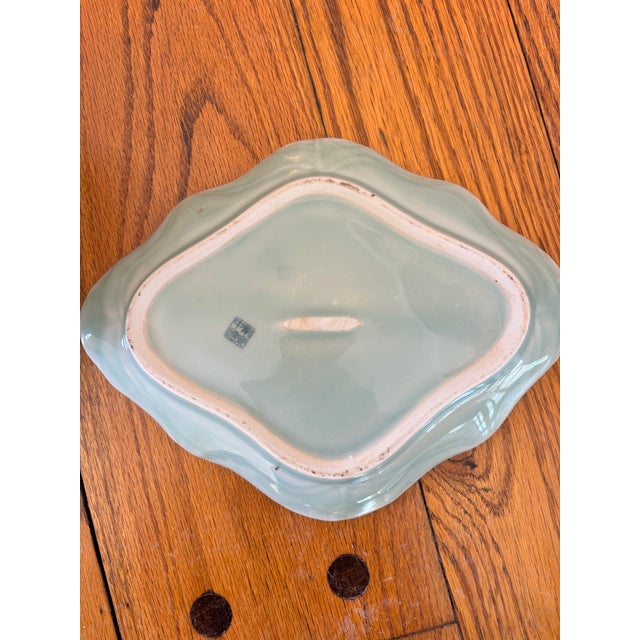 Set of 3 Vintage Chinese Longquan Celadon Cabbage Leaf Planters With Underplates For Sale - Image 11 of 14