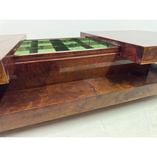 Lacquered Goatskin Sliding Coffee Table, Italy, 1970s For Sale - Image 17 of 18