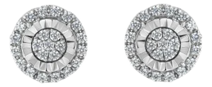 Sterling Silver Diamond Cluster Earrings (1 cttw, I-J Color, I2-I3 Clarity)