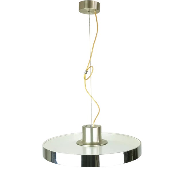 Italian Painted Metal and Glass Pendant Lamp, 1970s For Sale