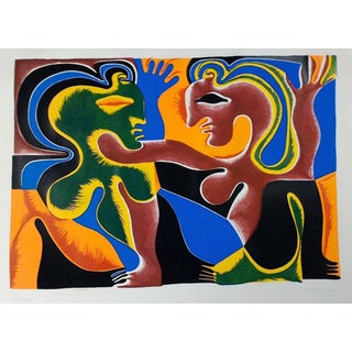 Fritz Baumgartner, Lovers, Original Etching and Lithograph, 1970s For Sale