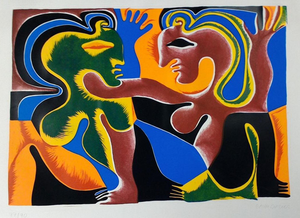 Fritz Baumgartner, Lovers, Original Etching and Lithograph, 1970s