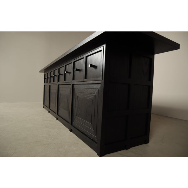 Large Architectural 4-Door Sideboard in Ebonized Wood, 1990s For Sale - Image 11 of 17