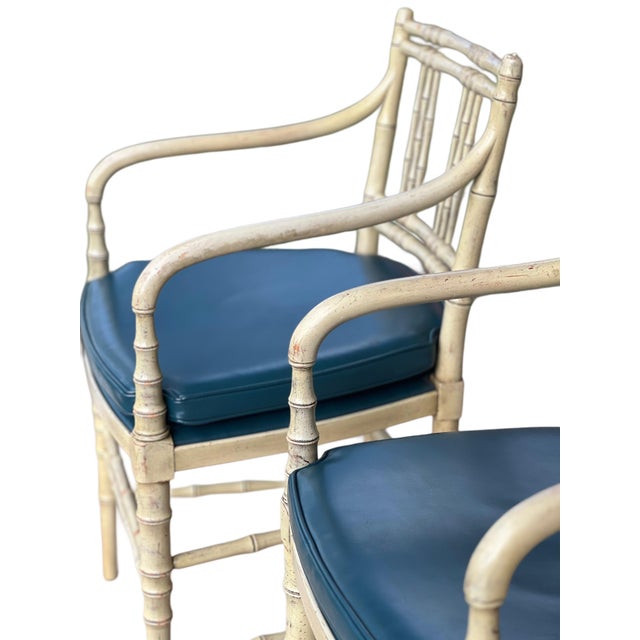 Pair of Vintage Kittinger Faux Bamboo Armchairs For Sale - Image 12 of 17