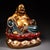 1980s 1980s Hand-Painted Gilt Solid Copper Laughing Buddha Statue, Seated Maitreya Buddha on Lotus Base, Chinoiserie Sculpture For Sale - Image 5 of 10