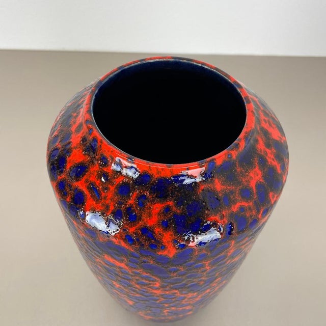 Blue Super Color Crusty Fat Lava Multi-Color Vase from Scheurich, Germany, 1970s For Sale - Image 8 of 17