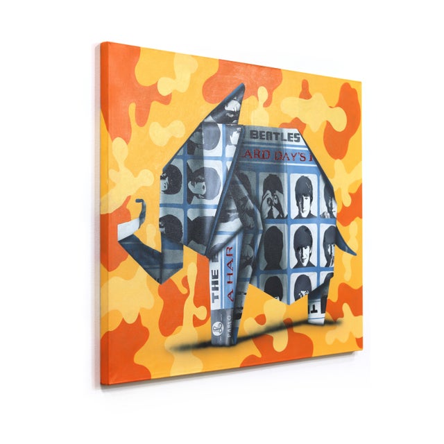 Honor Y Beatles 2 - Origami Inspired Figurative Painting on Canvas Original Artwork by Emilio Rama For Sale In Los Angeles - Image 6 of 8