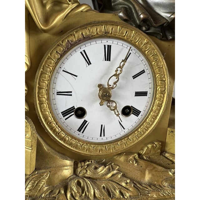 Gold Early 19th Century Empire Clock in Gilt and Patinated Bronze For Sale - Image 8 of 11