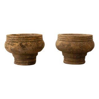 English 19th Century Heavy Terracotta Planters - A Pair For Sale