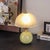 Soft White Petal Pattern Milk-Yellow Sphere Ceramic Table Lamp For Sale - Image 4 of 6