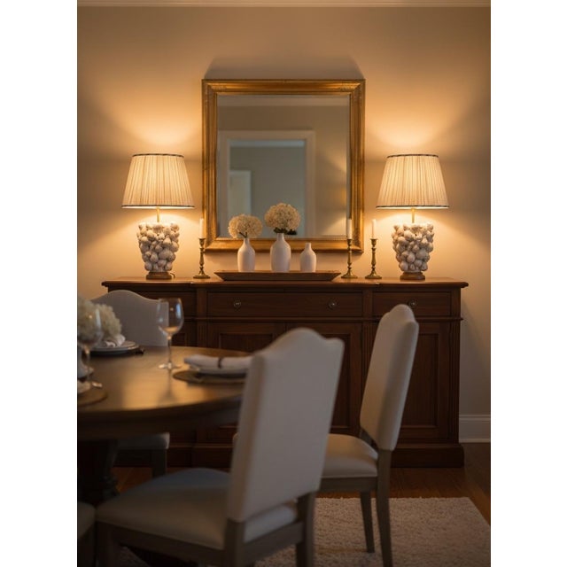 Cream Italian Glazed Ceramic Seashell Table Lamp For Sale - Image 8 of 10