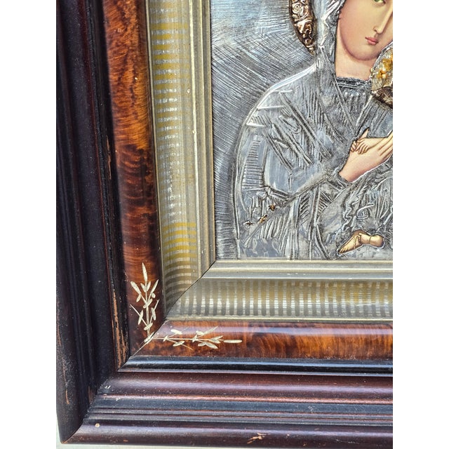 Religious Late 19th Century Madonna and Child Religious Icon For Sale - Image 3 of 8