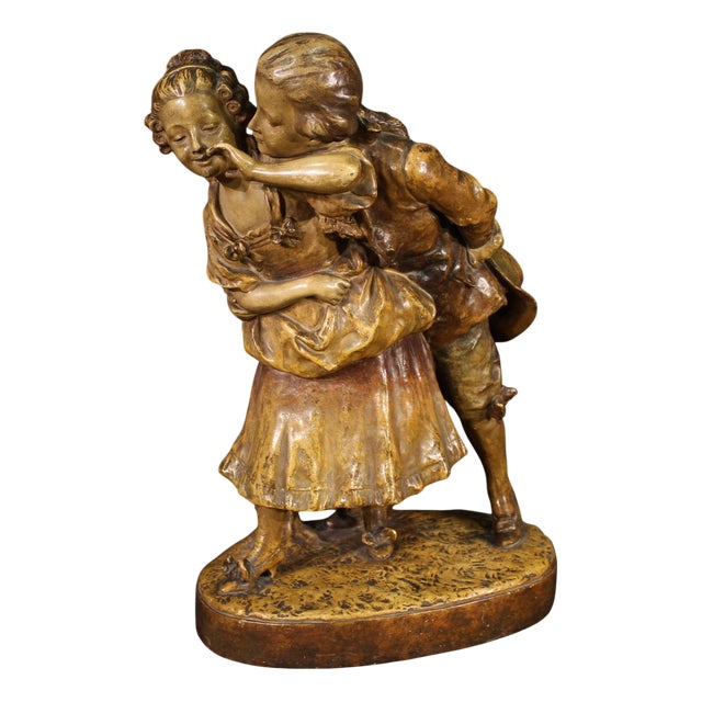 Gallant Scene Sculpture, 1950, Terracotta For Sale