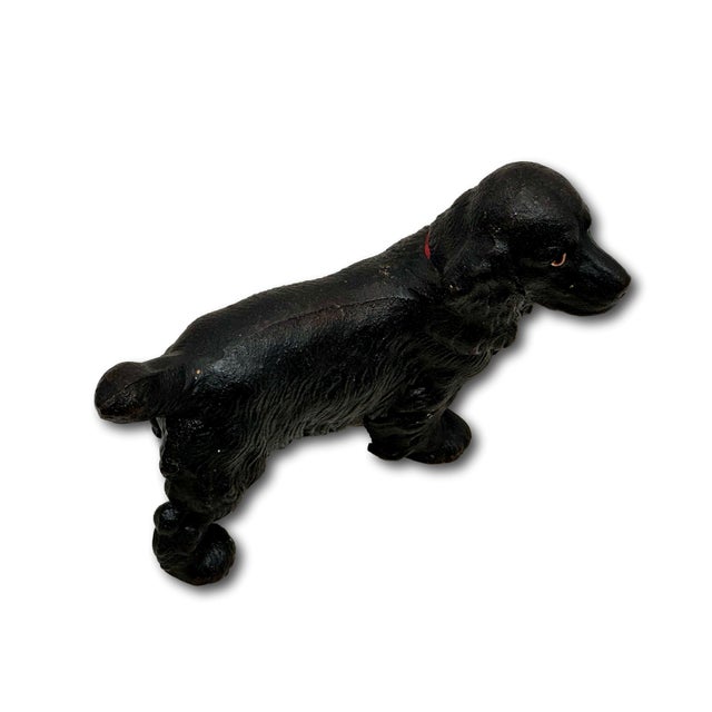 Vintage 1930s Smaller Size Hubley Mfg. Co. Cast Iron Cocker Spaniel Dog Doorstop in Rare All Black Paint For Sale - Image 15 of 18