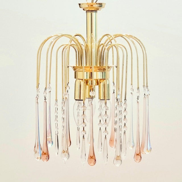 Mid-Century Modern Murano Glass Teardrop Waterfall Chandelier, Italy, 1970s For Sale - Image 3 of 11