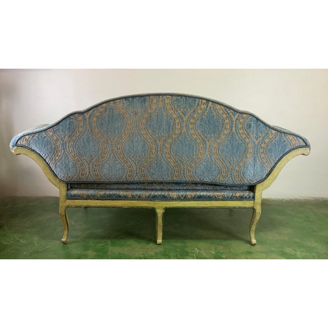 Early 19th Century Venetian Painted Neoclassical Frame W/Velvet Fabric Settee For Sale - Image 11 of 18