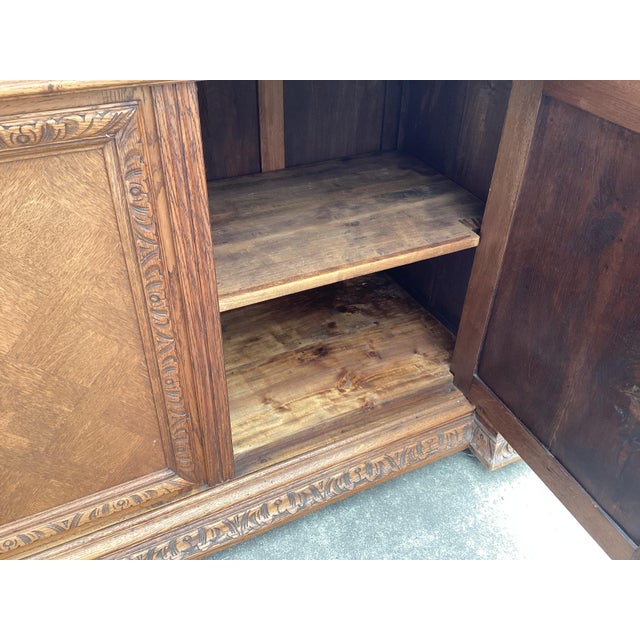 Wood 19th C. French Hunting Theme Oak Credenza For Sale - Image 7 of 16