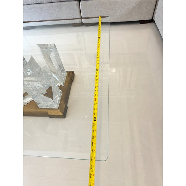 Signed Jeffrey Bigelow Lucite & Bronze Coffee Table, C. 1992 For Sale In Orlando - Image 6 of 12