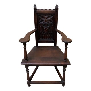 Antique Neo-Gothic Armchairs, 1880 For Sale