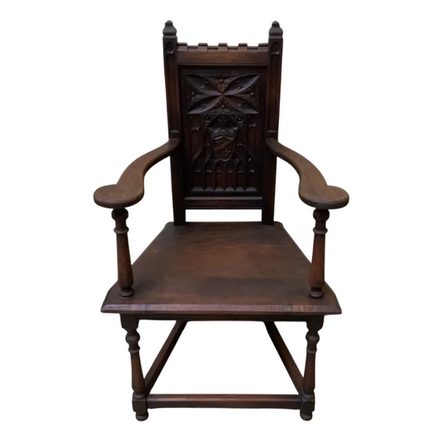 Antique Neo-Gothic Armchairs, 1880 For Sale