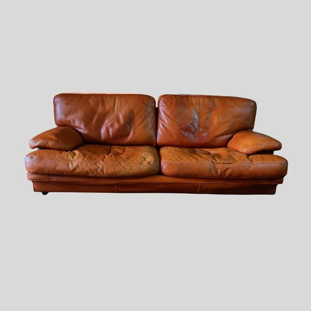 Vintage Italian Leather Sofa from Formaflex, 1970s, Set of 2 For Sale - Image 14 of 14