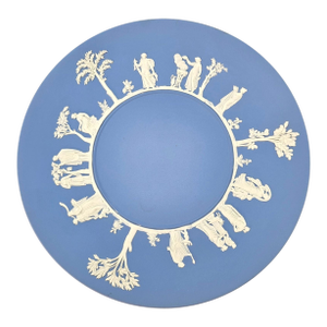 Wedgwood Lavender Blue Jasperware Sacrifice Cake Plate Classical Relief England 9.5"