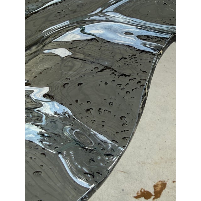 Glass Monumental Boho Sculptural Leaf Form Art Glass Platter in the Manner of Uttermost For Sale - Image 7 of 10