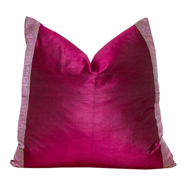 Magenta Festive Silk Euro Pillow Cover For Sale