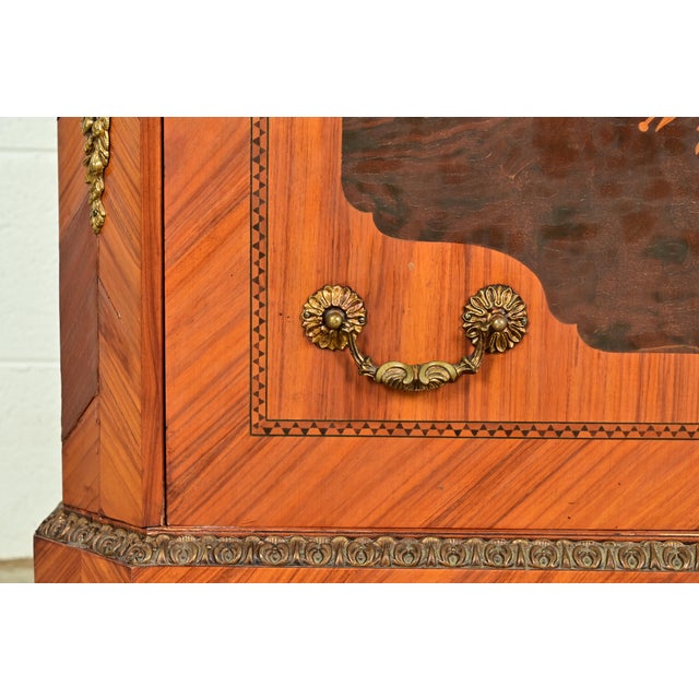 Paul Sormani Style French Regency Louis XVI Kingwood Inlaid Marquetry Marble Top Commode With Mounted Gilt Bronze Ormolu For Sale - Image 11 of 18