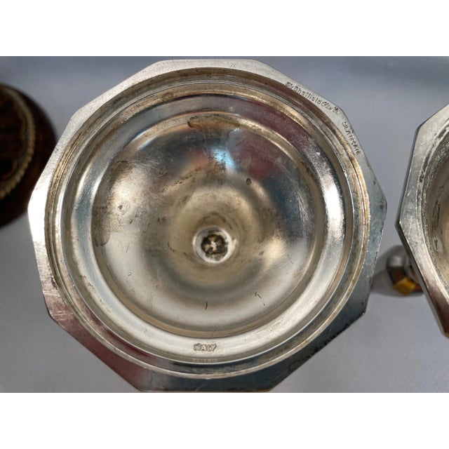 Mid 20th Century Vintage Sheffield Italian Silverplated Candle Holders / Candlesticks - a Pair For Sale - Image 10 of 13