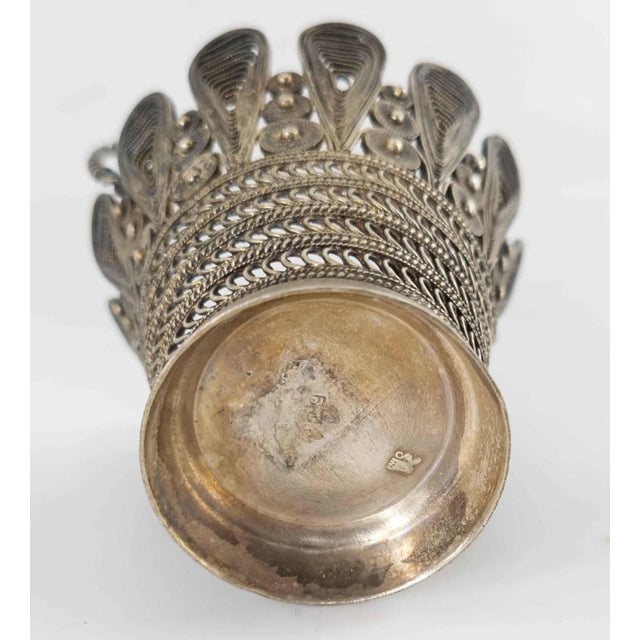 Metal Silver Wire Filigree Decorative Basket For Sale - Image 7 of 10