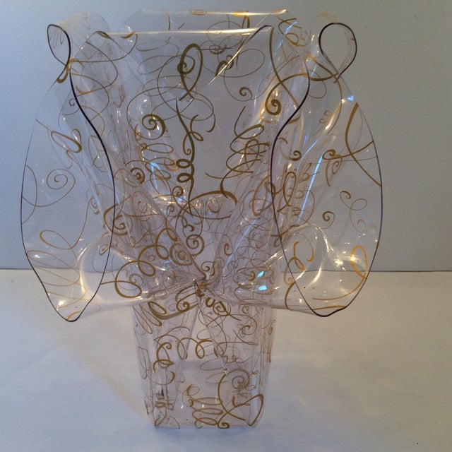 Lucite Ruffled Vase With Glass Insert Chairish