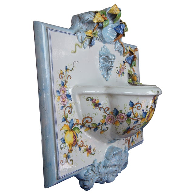 Mid 20th Century Italian Polychrome Ceramic Wall Fountain Chairish