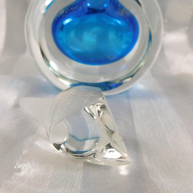 1970s Steven Correia Turquoise Blue Art Glass Perfume Bottle # 26899 For Sale - Image 5 of 10