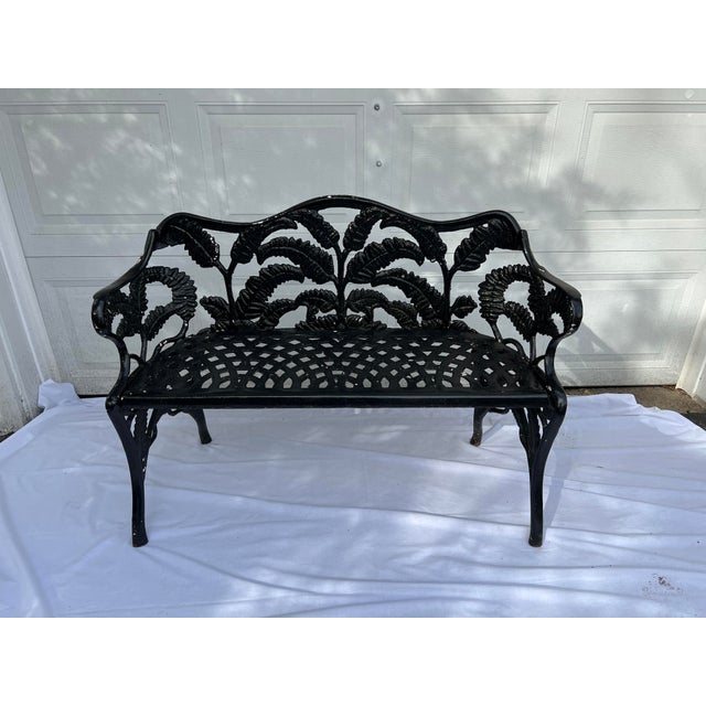 Black Cast Iron Bench in Fern Pattern by Stuart Iron Works For Sale - Image 8 of 10