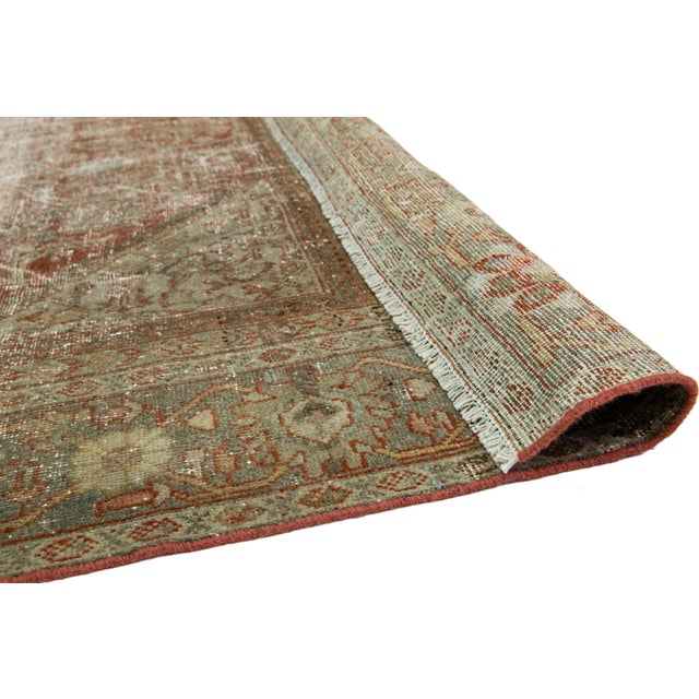 Handmade Antique Persian Mahal Wool Rug in Rust Color With Allover Design For Sale - Image 4 of 10