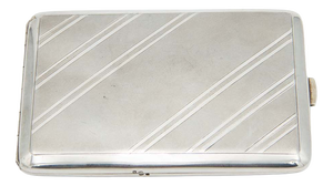 Rectangular Silver Cigarette Case with Diagonal Patterns